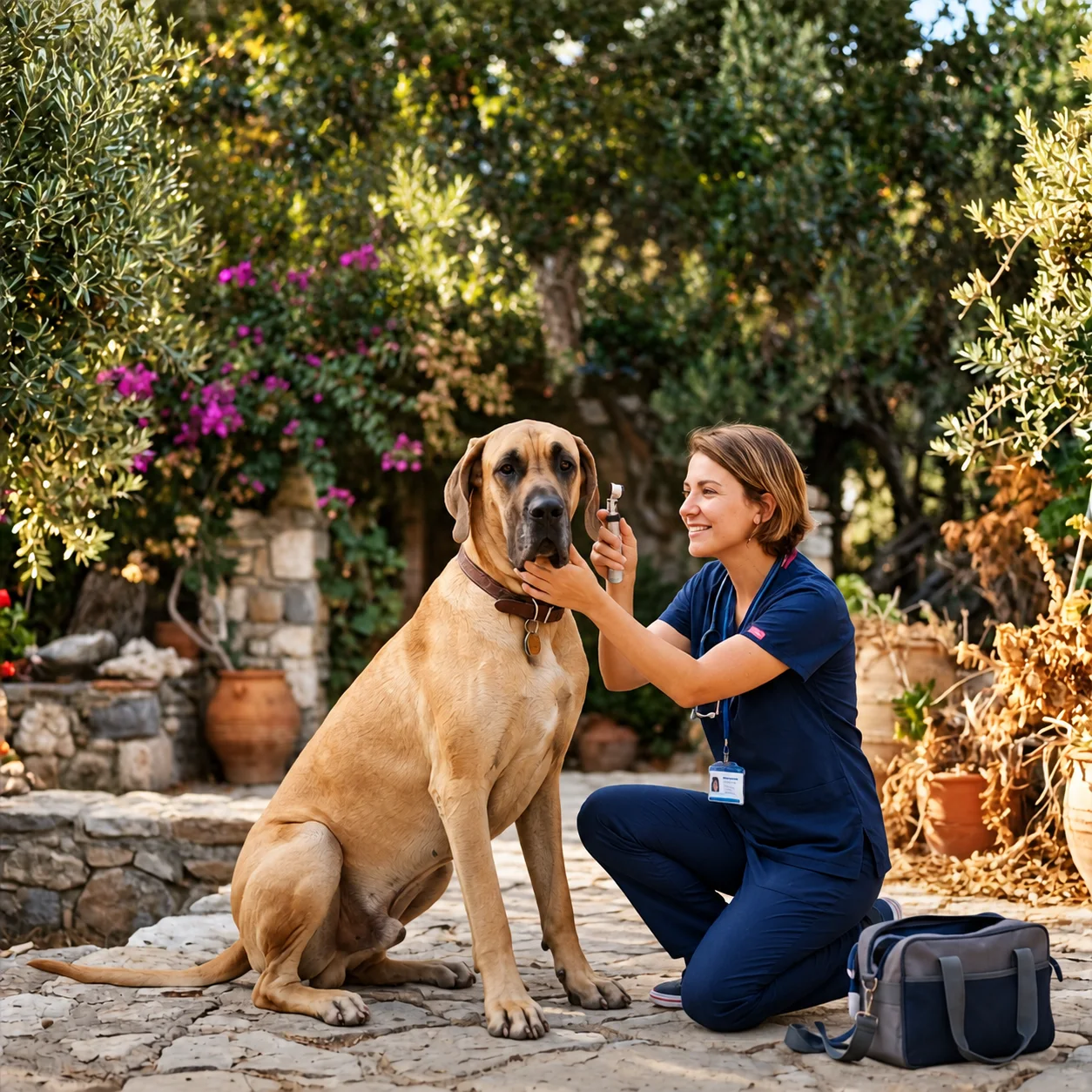 Yerinde veteriner muayenesini anlatan köpek ve veteriner tanıtım görseli